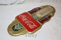 Vintage 1941 Coca Cola Soda Pop Bottle 16 Embossed Metal Thermometer SignWorks
