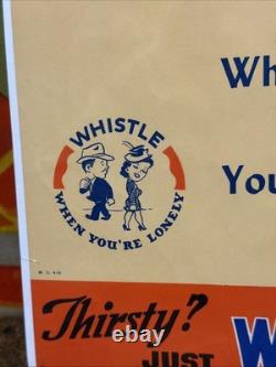 Vintage 1941 Whistle Orange Sign Coca Cola Coke 7up Pepsi Orange Crush Dr Pepper