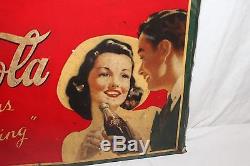Vintage 1942 Drink Coca Cola Delicious & Refreshing Soda Pop 28 Metal Sign