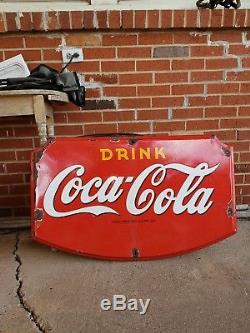 Vintage 1942 Drink Coca Cola Porcelain sign 36X22 inches a very Heavy one