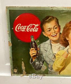 Vintage 1944 Coca-Cola Hello- Coke! Cardboard Sign 20 x 36 Niagara Litho