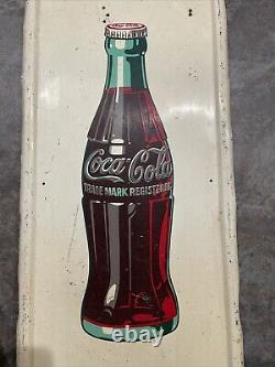 Vintage 1947 Coca Cola 41 Pilaster Metal Sign, Bottle Advertising No Button