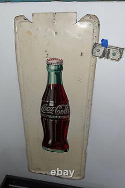 Vintage 1947 Coca Cola 41 Pilaster Metal Sign, Bottle Advertising No Button