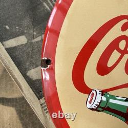 Vintage 1947 Coca Cola Betty Boop 12 Inch Convex Porcelain Enamel Sign