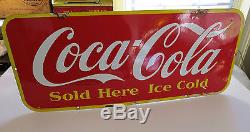 Vintage 1947 Porcelain Sign Coke Coca Cola Sold Here
