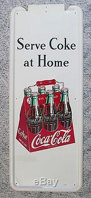 Vintage 1948 Coca-Cola Pillar Sign Serve Coke At Home With 16 Button Sign