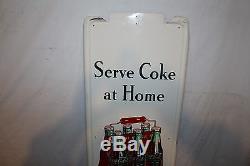 Vintage 1948 Coca Cola Serve Coke At Home Soda Pop Bottle 41 Metal Sign