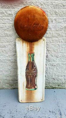 Vintage 1948 Coke Coca Cola Bottle Pilaster Button Sign