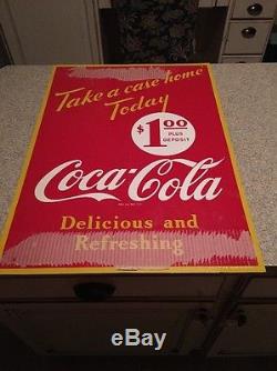 Vintage 1948 Double Sided Coca Cola Tin Sign Near Mint New Old Stock No Reserve