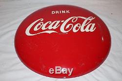 Vintage 1948 Drink Coca Cola Button Soda Pop 16 Metal Sign