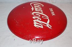 Vintage 1949 Drink Coca Cola Button Soda Pop 16 Metal Sign