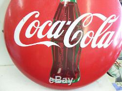 Vintage 1950'S 24 Porcelain Coca Cola Button With Bottle