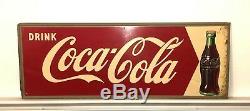 Vintage 1950'S DRINK COCA COLA ARROW TIN SIGN SODA METAL BOTTLE Coke