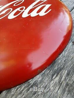Vintage 1950's 24 Inch Coca Cola Button Sign, Soda Sign, Coke Sign, Coke Button