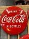 Vintage 1950's 36 inch Coca-Cola Button Sign
