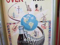 Vintage 1950's Coca Cola Cardboard Advertising sign with Frame COKE