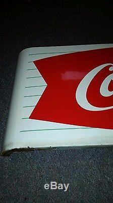 Vintage 1950's Coca-Cola Fishtail Tin / Enamel sign country store soda pop drink