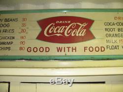 Vintage 1950's Coca Cola Fountain Service Metal 8ft Diner's Menu Sign