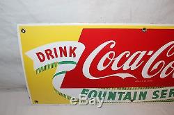 Vintage 1950's Coca Cola Fountain Service Soda Pop 28 Porcelain Metal SignNice
