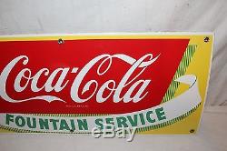 Vintage 1950's Coca Cola Fountain Service Soda Pop 28 Porcelain Metal SignNice