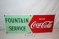 Vintage 1950's Coca Cola Fountain Service Soda Pop 28 Porcelain Metal Sign