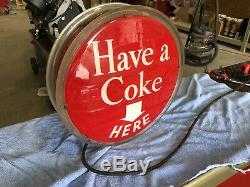 Vintage 1950's Coca Cola Halo SIGN COKE ONE SIDED 16 Metal Lighted Sign Works