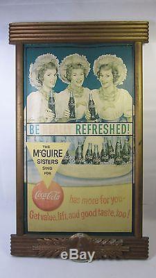 Vintage 1950's Coca-Cola McGuire Sisters Cardboard Advertising sign with Frame