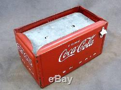 Vintage 1950´s Coca Cola Thick Tin Napkin Holder Sign Cooler Embossed Letters