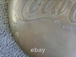 Vintage 1950's Coca Cola advertising Brass Button Sign 16 Diameter