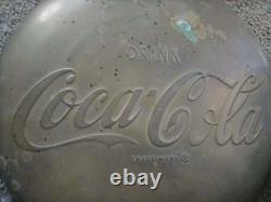 Vintage 1950's Coca Cola advertising Brass Button Sign 16 Diameter