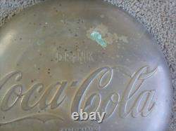 Vintage 1950's Coca Cola advertising Brass Button Sign 16 Diameter