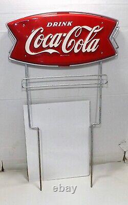 Vintage 1950's Coca-cola Fishtail Coke Soda Metal Display Rack Sign