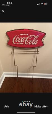 Vintage 1950's Coca-cola Fishtail Coke Soda Metal Display Rack Sign