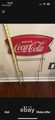 Vintage 1950's Coca-cola Fishtail Coke Soda Metal Display Rack Sign