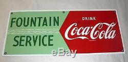Vintage 1950's Coca-cola Fountain Service Porcelain Sign