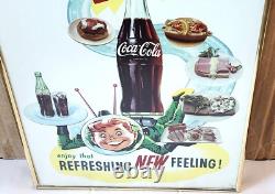 Vintage 1950's Coca-cola Zing Spaceboy Supper Food Cardboard Sign Framed