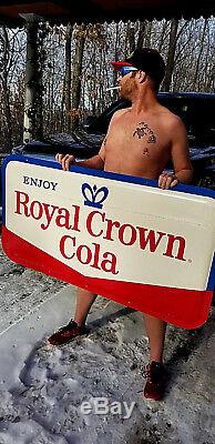 Vintage 1950's Early RC Royal Crown Coca Cola Metal Soda Pop Sign 52x26