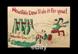 Vintage 1950's MOUNTAIN DEW DO IT FER YEW! Hillbilly Soda Pop, Coke Paper Sign