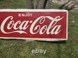 Vintage 1950's Metal Coca-Cola Sign 5ft X 2ft Original! Great Large Size
