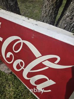 Vintage 1950's Metal Coca-Cola Sign 5ft X 2ft Original! Great Large Size