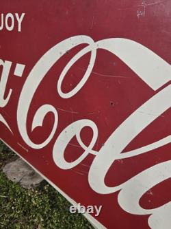 Vintage 1950's Metal Coca-Cola Sign 5ft X 2ft Original! Great Large Size