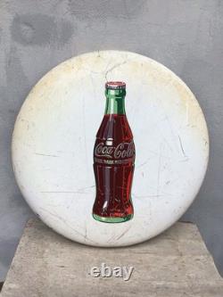 Vintage 1950's Original 24 White Porcelain Coca Cola Bottle Button Metal Sign