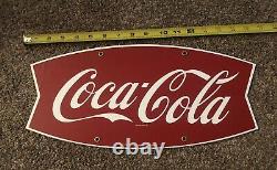 Vintage 1950's Reproduction Coca Cola Retro Fishtail Metal Sign 16x7.5