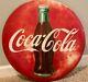Vintage 1950s 24Round Coca Cola Coke Bottle Metal Advertising Button Sign