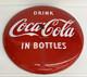 Vintage 1950s 24 Coca Cola Porcelain Button Sign Drink Coca Cola in Bottles