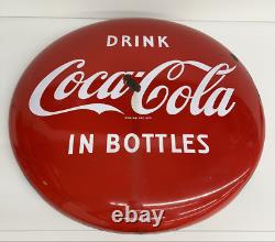 Vintage 1950s 24 Coca Cola Porcelain Button Sign Drink Coca Cola in Bottles