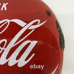 Vintage 1950s 24 Coca Cola Porcelain Button Sign Drink Coca Cola in Bottles