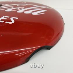 Vintage 1950s 24 Coca Cola Porcelain Button Sign Drink Coca Cola in Bottles