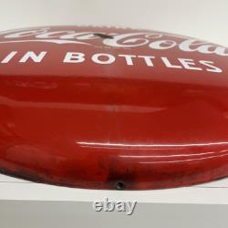 Vintage 1950s 24 Coca Cola Porcelain Button Sign Drink Coca Cola in Bottles