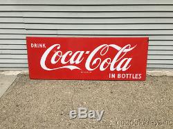 Vintage 1950s 60's Coca-Cola Porcelain Advertising Sign Large 67 by 24 Coke